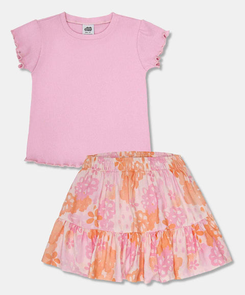 Conjunto Camiseta Y Falda Para Bebé Niña Color Rosado