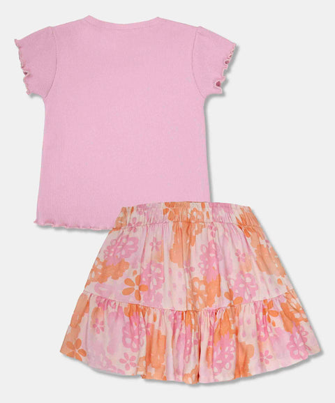 Conjunto Camiseta Y Falda Para Bebé Niña Color Rosado