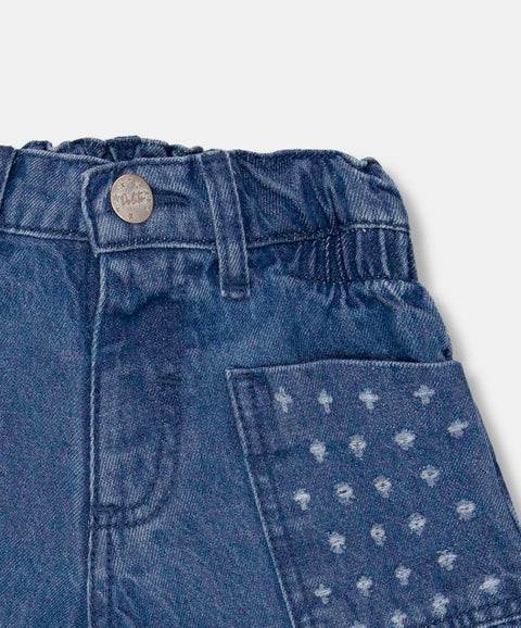 Short Para Bebe Niña En Denim Tono Medio