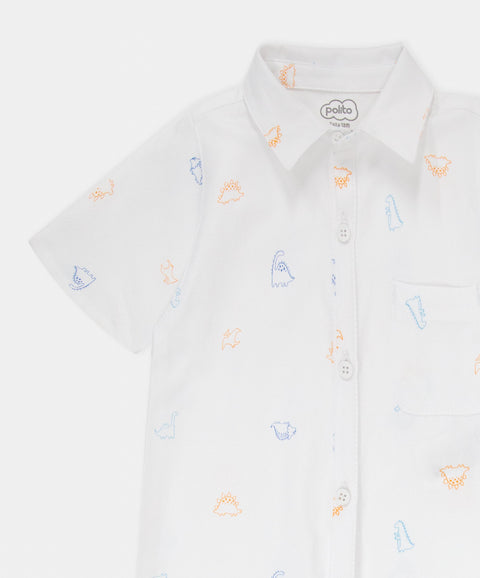 Camisa Manga Corta Para Recién Nacido Color Blanco