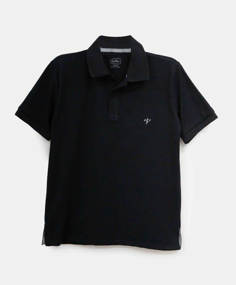 Camiseta Tipo Polo Niño En Algodón Color Negro