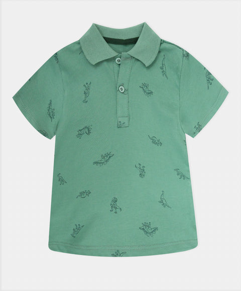 Camiseta Tipo Polo Para Recién Nacido En Algodón Color Verde Oliva