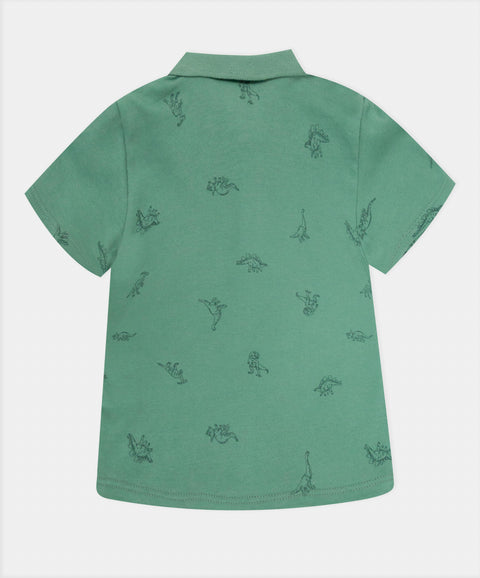 Camiseta Tipo Polo Para Recién Nacido En Algodón Color Verde Oliva