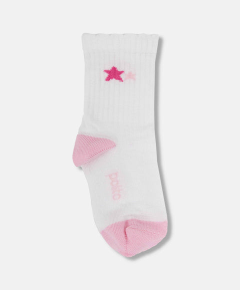 Medias Largas X2 Para Bebé Niña En Algodón Color Rosado Y Blanco
