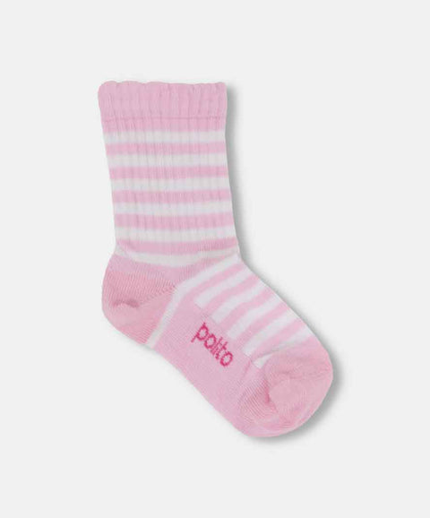Medias Largas X2 Para Bebé Niña En Algodón Color Rosado Y Blanco