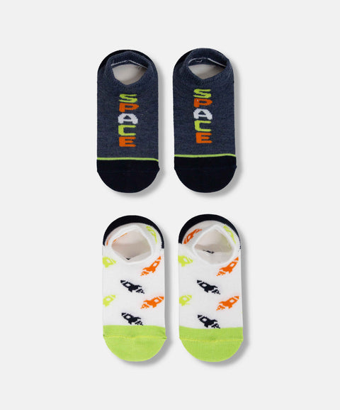 Medias Tobilleras X2 Para Bebé Niño En Algodón Color Azul Y Blanco
