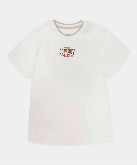 Camiseta Manga Corta Para Niño En Tela Suave Color Marfil