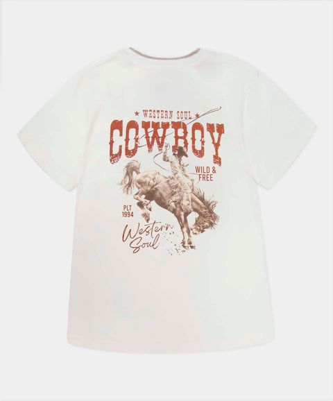Camiseta Manga Corta Para Niño En Tela Suave Color Marfil