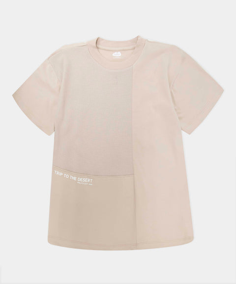 Camiseta Manga Corta Para Niño En Tela Suave Color Arena