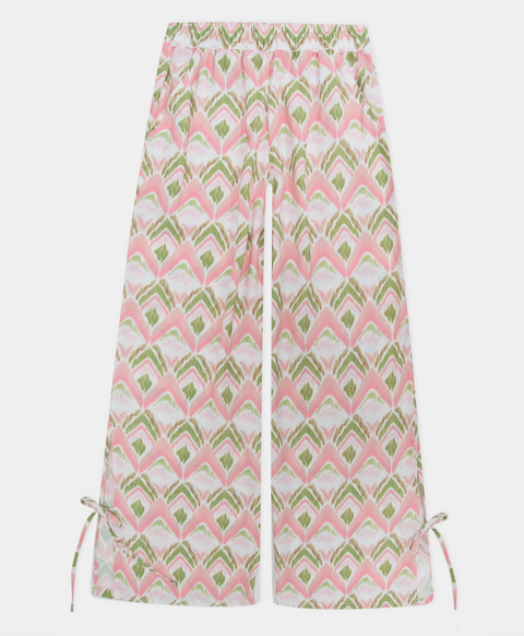 Pantalón Estampado Para Niña En Lino Color Rosado