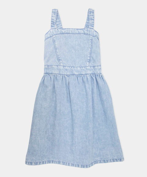 Vestido Corto Para Niña En Índigo Tono Claro