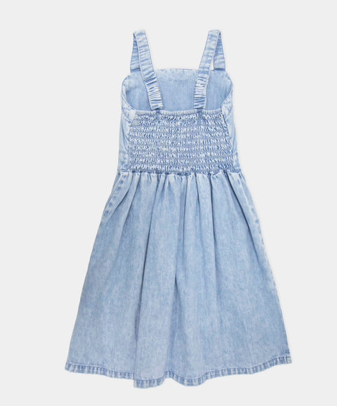 Vestido Corto Para Niña En Índigo Tono Claro