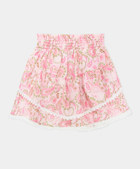 Mini Falda Estampada Para Niña Color Rosa Pálido