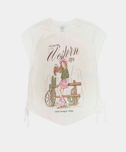 Camiseta Manga Corta Para Niña En Licra Color Marfil