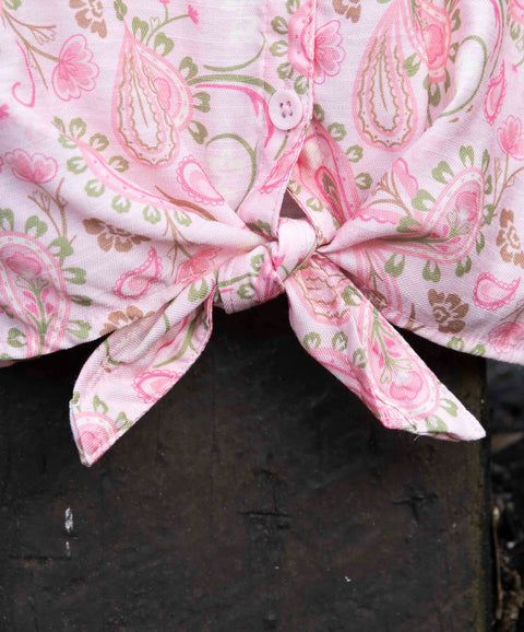 Camisa Estampada Manga Corta Para Niña Color Rosa Pálido