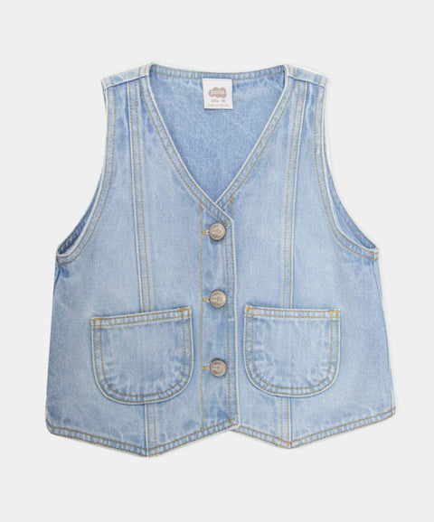 Chaleco Para Niña En Indigo Tono Claro
