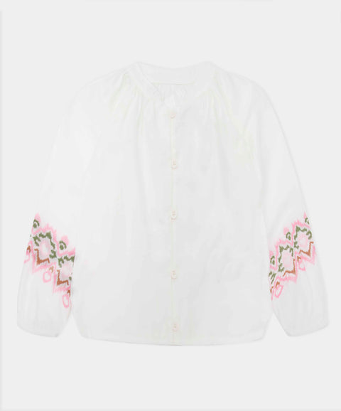 Blusa Manga Larga Para Bebe Niña Color Marfil