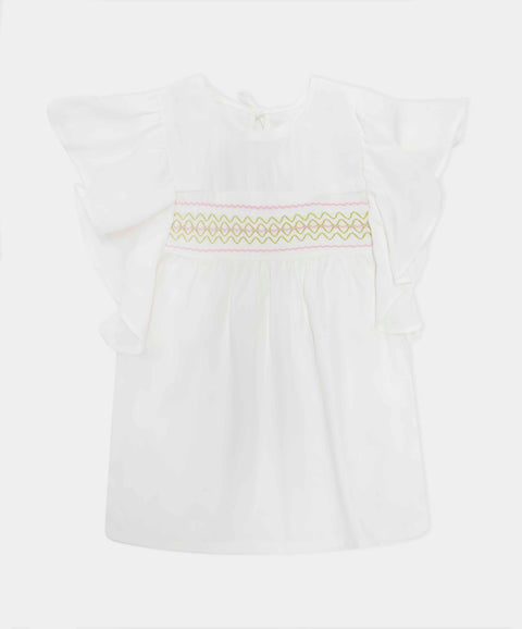 Blusa Manga Corta Para Bebe Niña Color Marfil