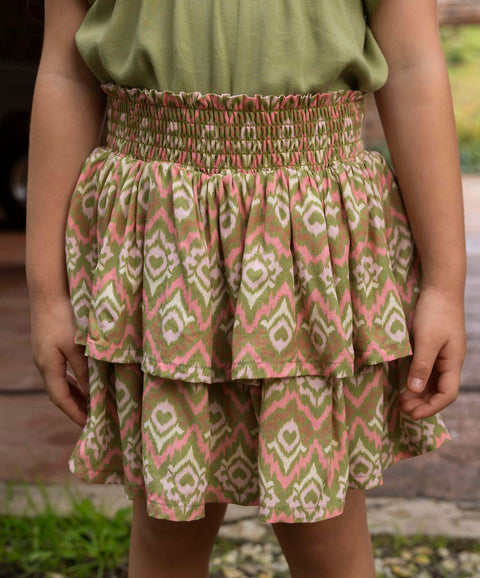 Falda Short Estampada Para Bebé Niña Color Verde Aceituna