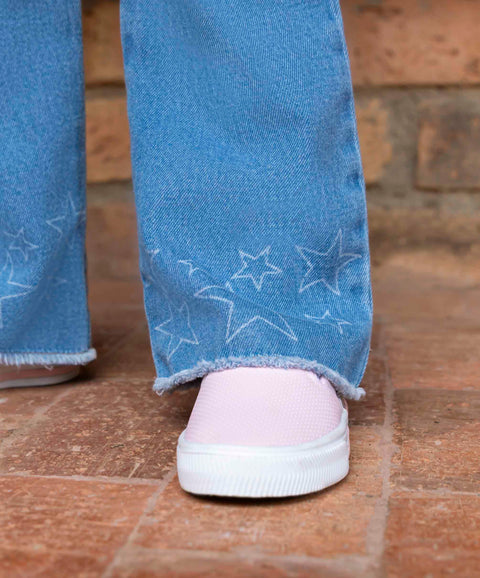 Jean Wide Leg Para Bebé Niña En Denim Tono Claro