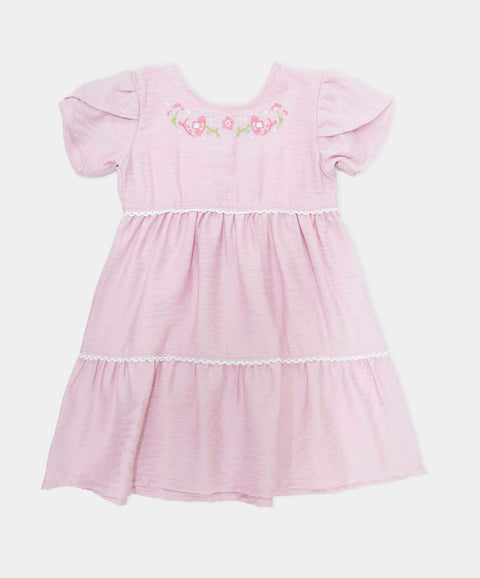 Vestido Corto Para Bebe Niña Color Rosa Pálido