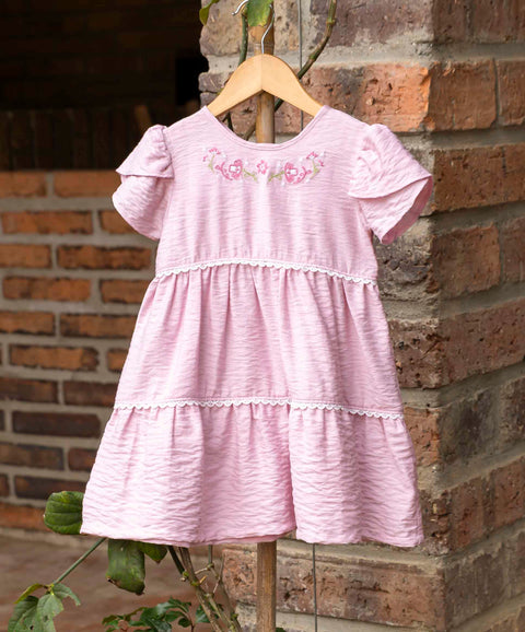 Vestido Corto Para Bebe Niña Color Rosa Pálido