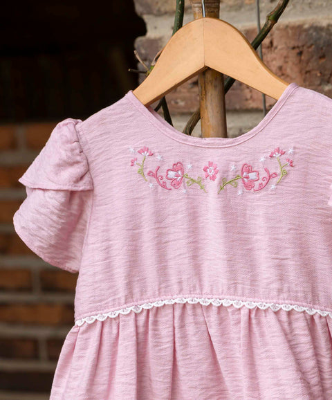 Vestido Corto Para Bebe Niña Color Rosa Pálido