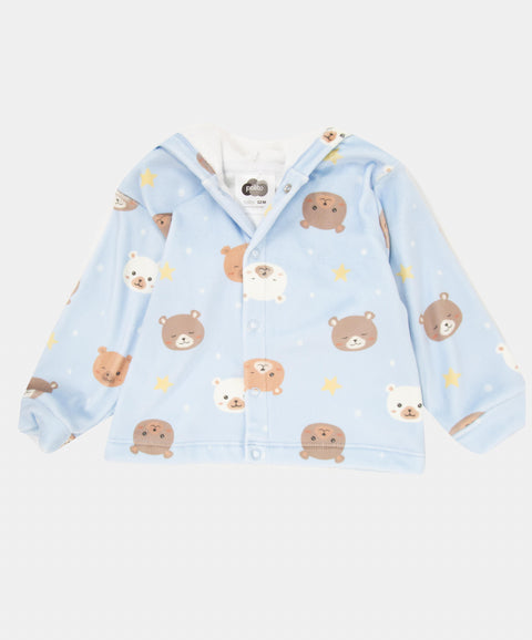 Chaqueta Peluda Con Chompa Para Recién Nacido Color Azul Claro