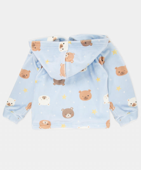 Chaqueta Peluda Con Chompa Para Recién Nacido Color Azul Claro