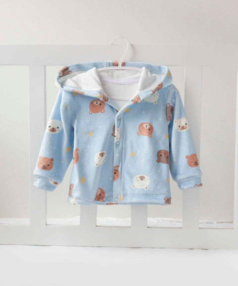 Chaqueta Peluda Con Chompa Para Recién Nacido Color Azul Claro