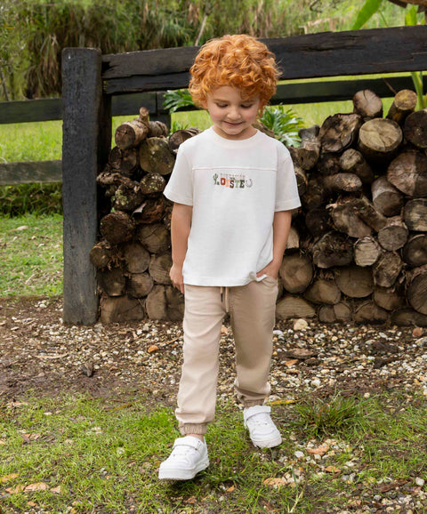 Conjunto De Camiseta Y Jogger Para Bebé Niño Color Marfil