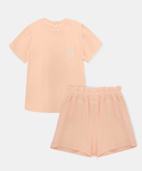 Conjunto De Camiseta Y Short Para Recién Nacida Color Salmón Claro
