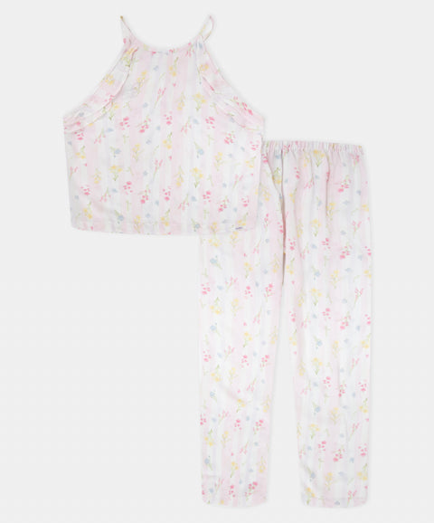 Pijama Estampada Manga Sisa Y Pantalón Para Niña Color Rosado