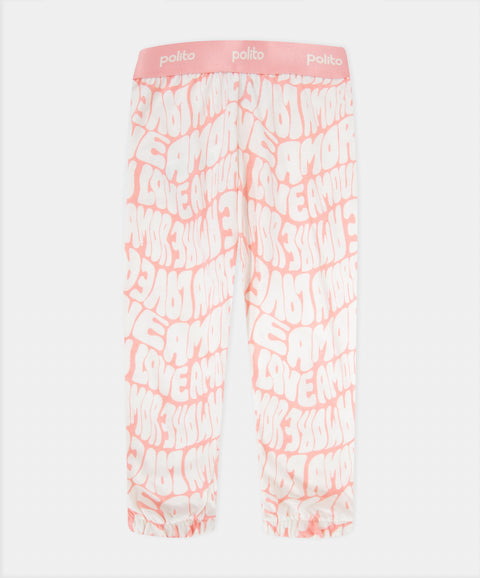 Pijama Manga Larga Y Pantalón Para Bebé Niña Color Marfil Y Rosado