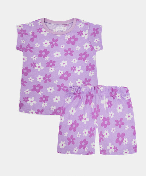Pijama Camiseta Y Short Para Bebé Niña En Algodón Color Lila