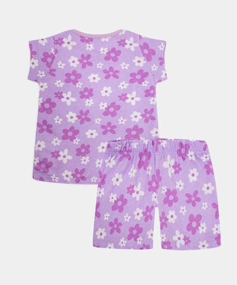 Pijama Camiseta Y Short Para Bebé Niña En Algodón Color Lila