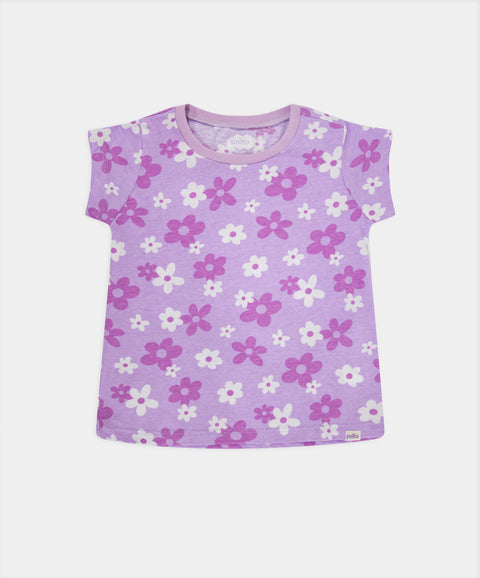 Pijama Camiseta Y Short Para Bebé Niña En Algodón Color Lila