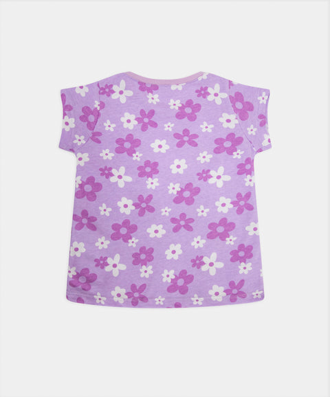 Pijama Camiseta Y Short Para Bebé Niña En Algodón Color Lila