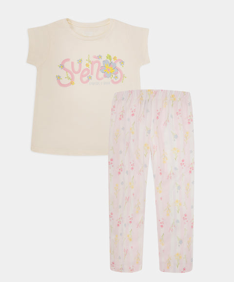 Pijama Manga Corta Y Pantalón Para Bebé Niña Color Rosado