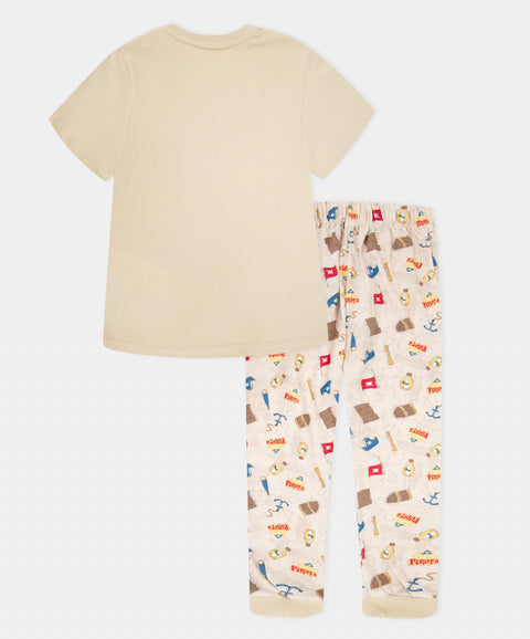 Pijama Camiseta Manga Corta Y Pantalón Para Niño Color Beige