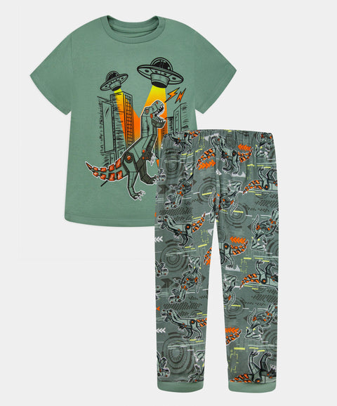 Pijama Camiseta Manga Corta Y Pantalón Para Bebé  Niño Color Verde