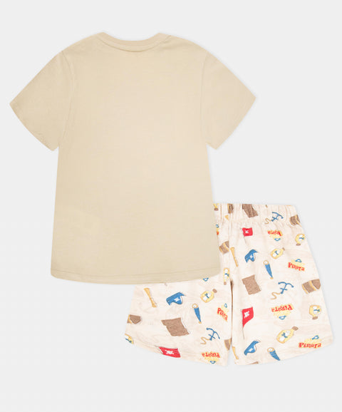 Pijama Camiseta Manga Corta Y Bermuda Para Bebé Niño Color Beige