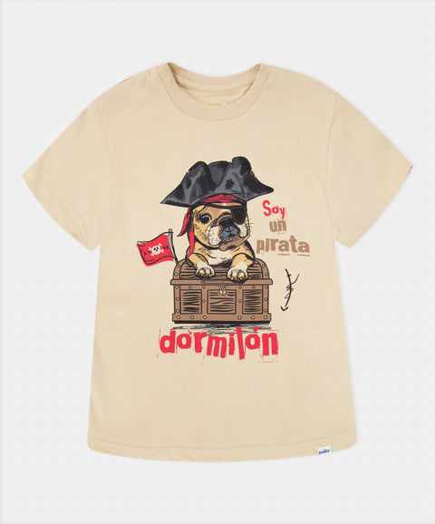 Pijama Camiseta Manga Corta Y Bermuda Para Bebé Niño Color Beige