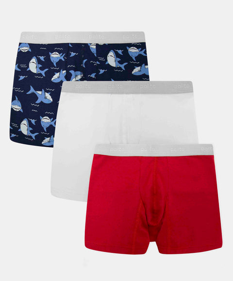 Paquete De Bóxer X 3 Para Niño En Algodón Color Rojo Blanco Y Azul