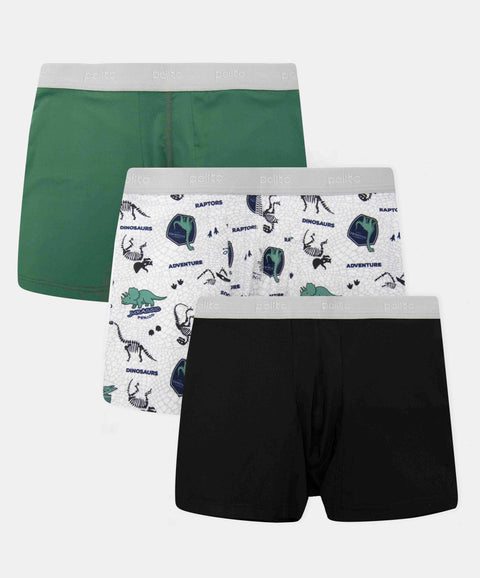 Paquete De Bóxer X3 Para Niño En Microfibra Color Verde Blanco Y Negro