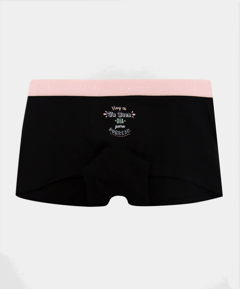 Paquete De Panties X3 Para Niña En Algodón Color Negro Azul y Blanco