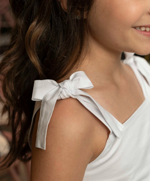 Blusa De Tiras Para Niña En Tela Suave Color Blanco