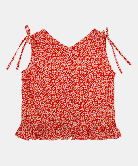 Blusa Estampada Manga Sisa Para Niña En Tela Suave Color Rojo