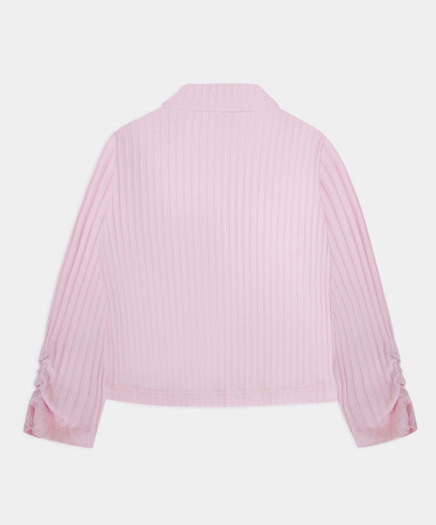 Camiseta Manga Larga Para Niña En Rib Color Rosado