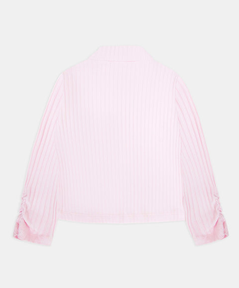 Camiseta Manga Larga Para Niña En Rib Color Rosado